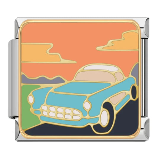 Blue Car Italian Silver Charm