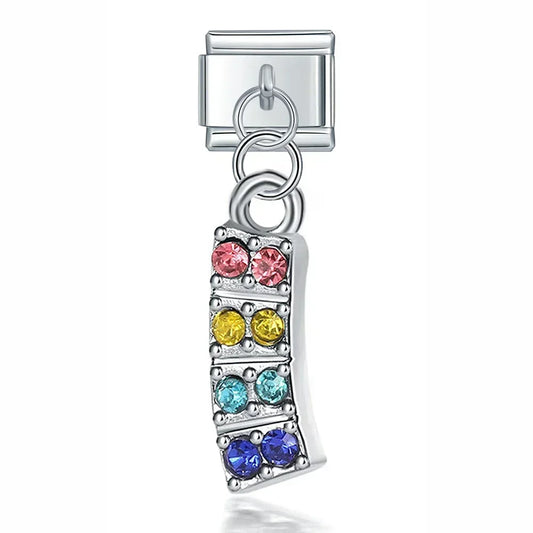 Multicolor Italian Dangle Silver Charm