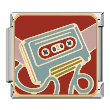 Cassette Tape Italian Silver Charm