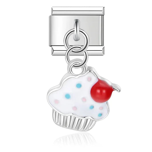 Cupcake Italian Dangle Silver Charm