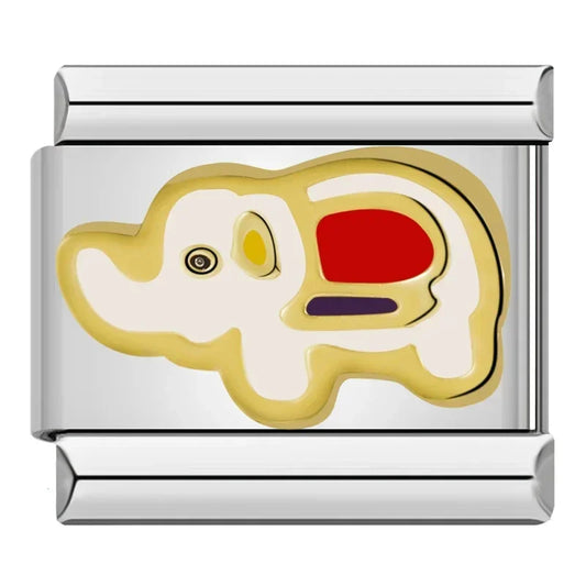 Gold with Red Elephant Italian Silver Charm