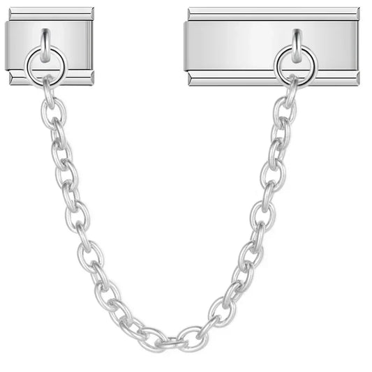 Couple Plain Safety Link Italian Silver Charm