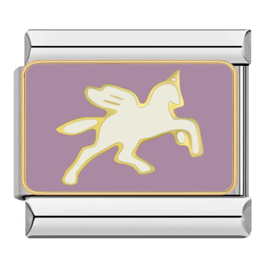 Pink Pegasus Italian Silver Charm