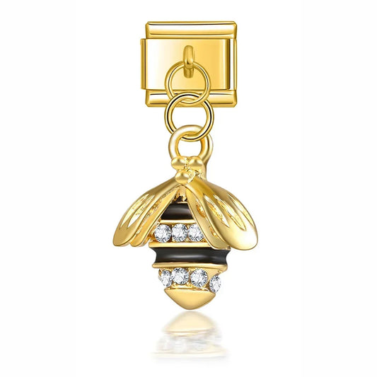 Golden Bee Pendant Italian Dangle Silver Charm