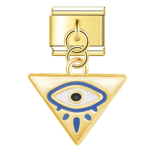 Evil Eye v24 Italian Dangle Gold Charm