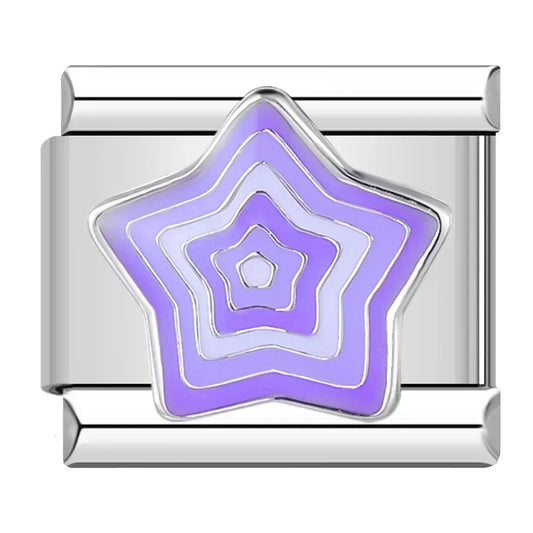 Purple Star Italian Silver Charm
