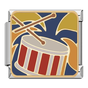 Snare Drum And Sticks Italian Silver Charm