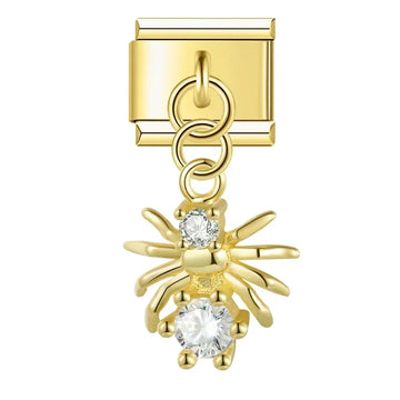 Crystal Spider Italian Dangle Gold Charm
