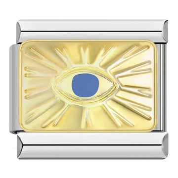 Gold Blue Eye Italian Silver Charm