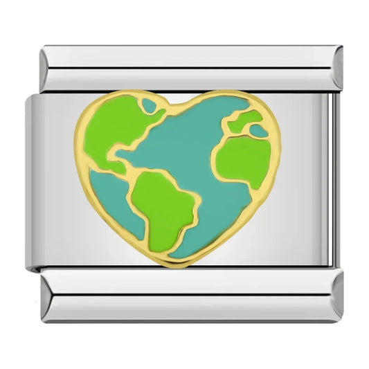 Heart Earth Italian Silver Charm