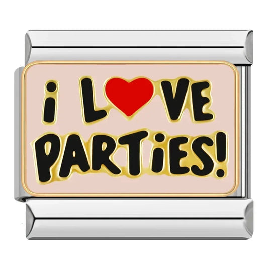 I Love Parties Italian Silver Charm