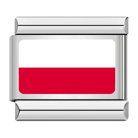 Poland Country Flag Italian Silver Charm