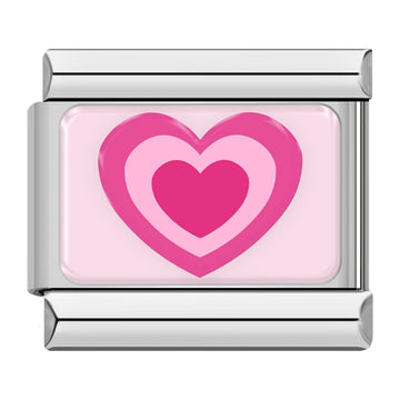 Pink Double Hearts Italian Silver Charm