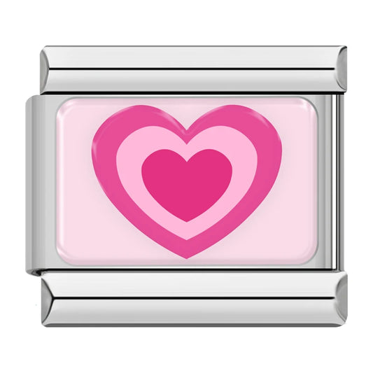 Pink Double Hearts Italian Silver Charm