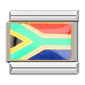 South Africa Country Flag Italian Silver Charm
