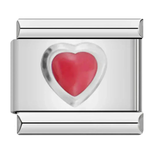 Red Heart Italian Silver Charm