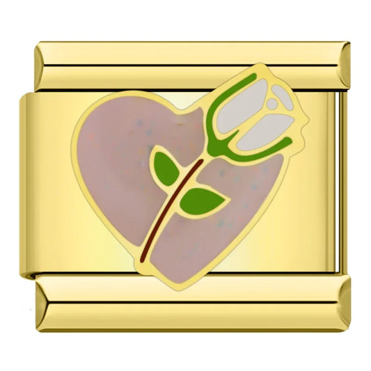Roses With Hearts v2 Italian Silver Charm