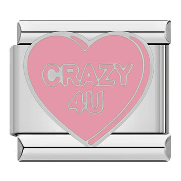 Crazy 4U Heart Italian Silver Charm