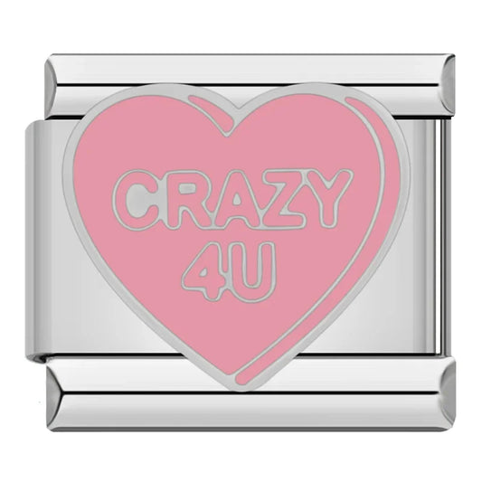Crazy 4U Heart Italian Silver Charm