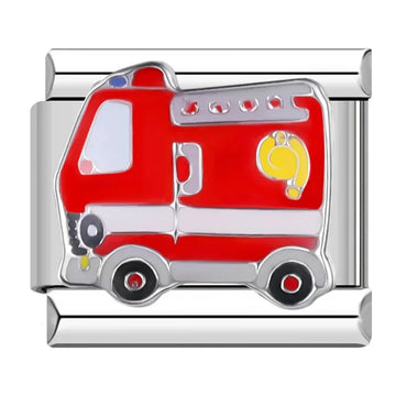 Fire Truck Italian Silver Charm