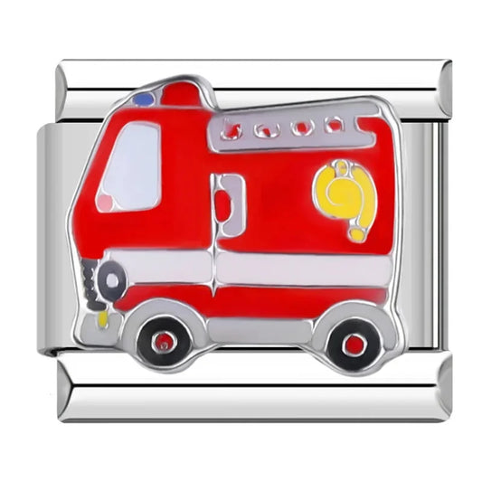 Fire Truck Italian Silver Charm