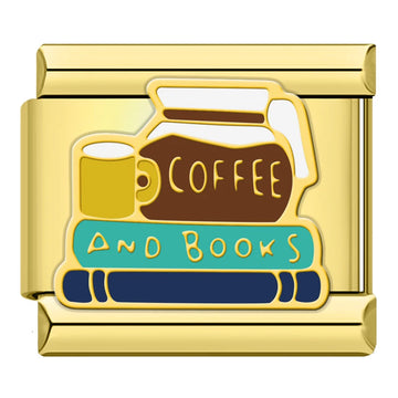 Coffee and Books Italian Gold Charm