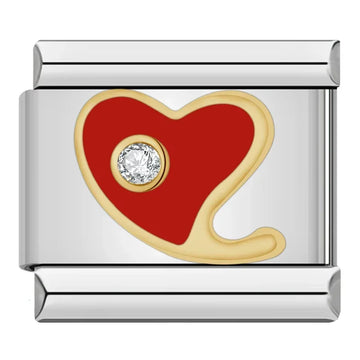 Red Heart with Crystal Italian Silver Charm