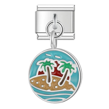 Island Pendant Italian Dangle Silver Charm