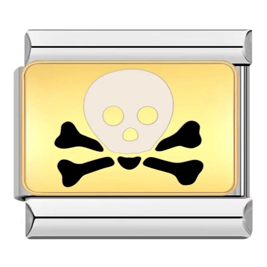 Skull And Crossbones Italian Silver Charm