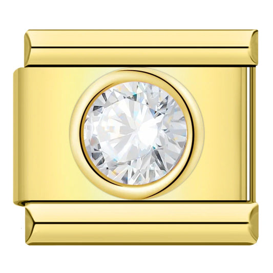 Silver Stone Italian Gold Charm