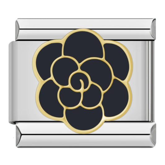 Black Rose Italian Silver Charm