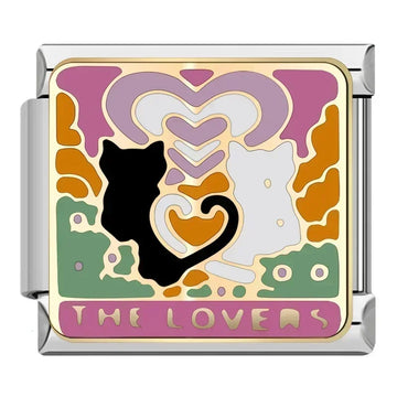The Lovers Cat Italian Silver Charm