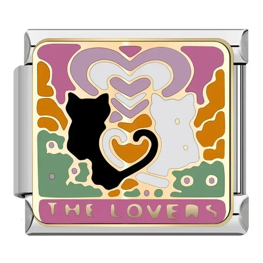 The Lovers Cat Italian Silver Charm