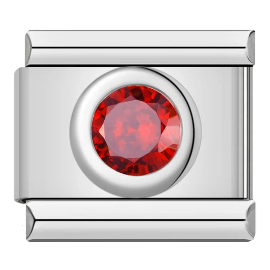 Circle Gem Italian Silver Charm