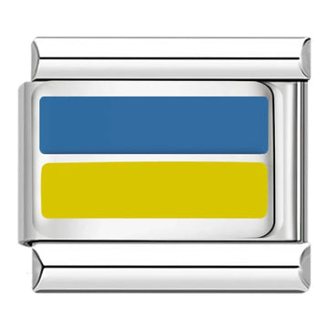 Ukraine Country Flag Italian Silver Charm