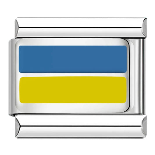 Ukraine Country Flag Italian Silver Charm