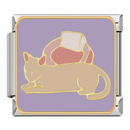 Cat And Bed Italian Silver Charm