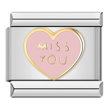 Miss You Heart v2 Italian Silver Charm