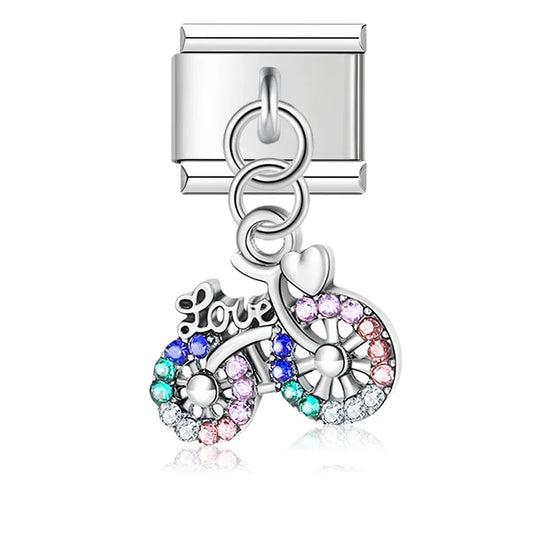 Bicycle Italian Dangle Silver Charm