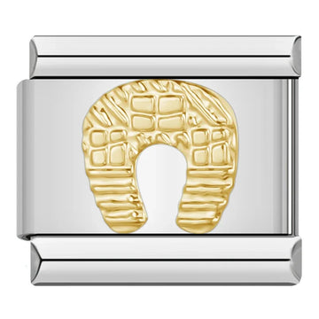 Gold Horseshoe Italian Silve Charm