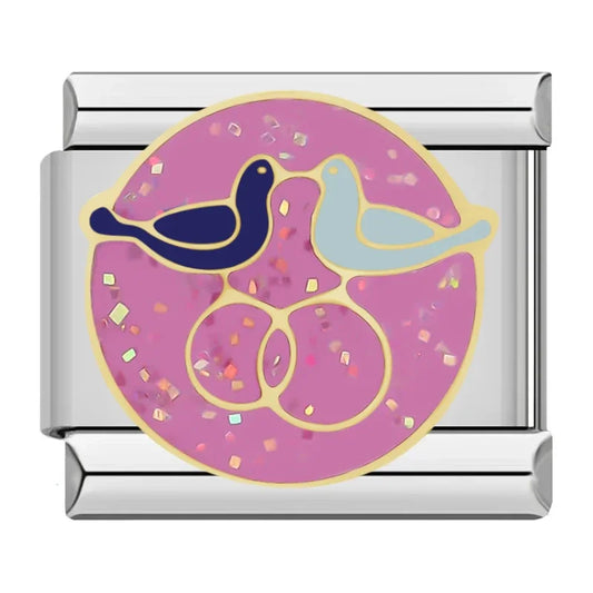 Couple Birds Italian Silver Charm