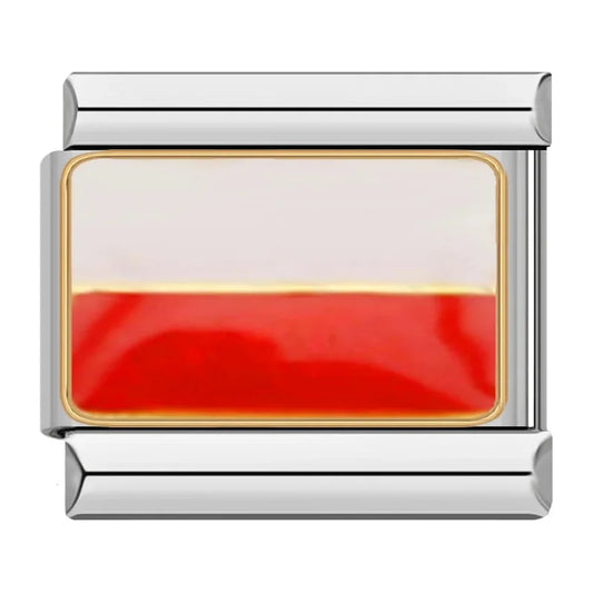 Poland Country Flag Italian Silver Charm