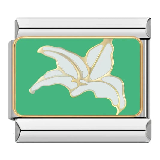 White Lily Italian Silver Charm