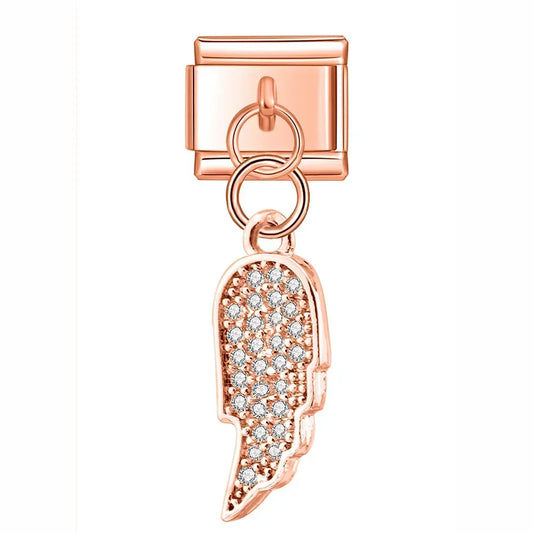 Wing Italian Dangle Rose Charm