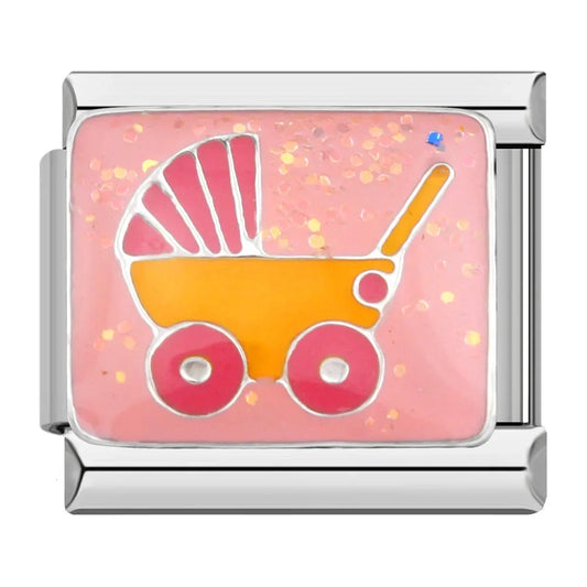 Baby Stroller Italian Silver Charm