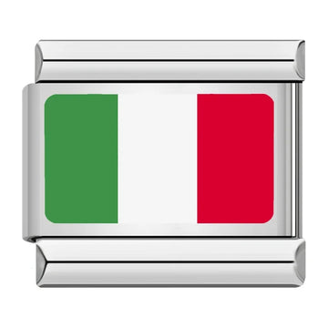 ltaly Country Flag Italian Silver Charm