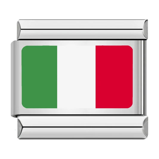 ltaly Country Flag Italian Silver Charm