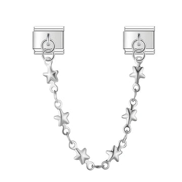 Star Safety Chain Italian Dangle Silver Charm