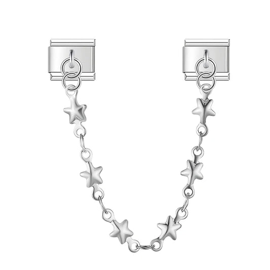 Star Safety Chain Italian Dangle Silver Charm