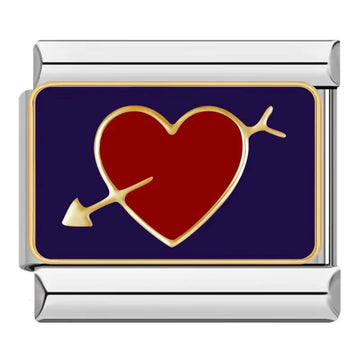 Arrow Heart Valentines Day Italian Silver Charm